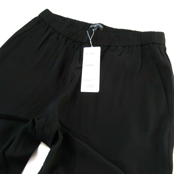 NWT Eileen Fisher Slouchy Ankle in Black Silk Georgette Pull-on Crop Pants L - Picture 4 of 8